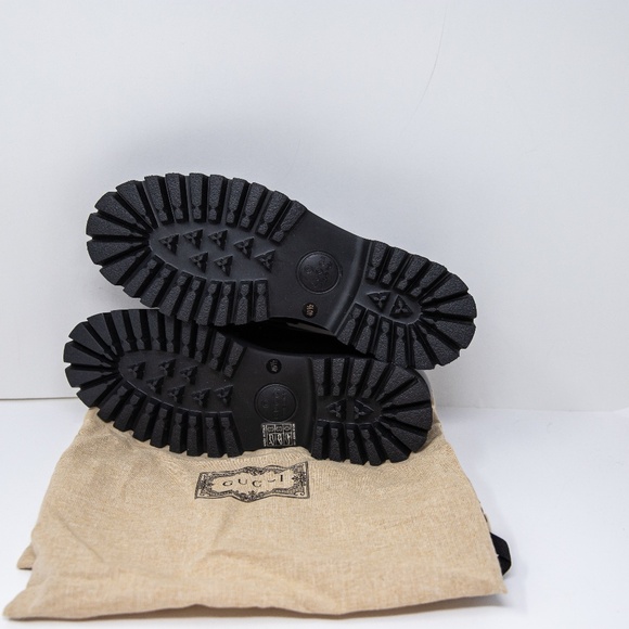 NEW Gucci Genuine Leather Rubber Lug Sole Interlocking Horsebit Loafers Shoes - Picture 4 of 4